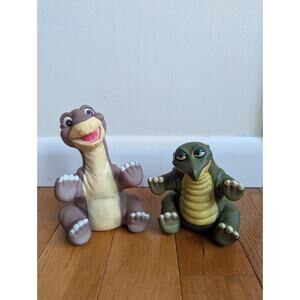 Amblin 1988 The Land Before Time Little Foot + Spike Dinosaur Hand Puppet Set